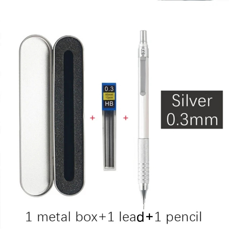 Metal Mechanical Pencils Set with Lead Refills Drafting Automatic Pencil 0.3, 0.5, 0.7, 2.0mm Pencil for Art Supply: Yellow