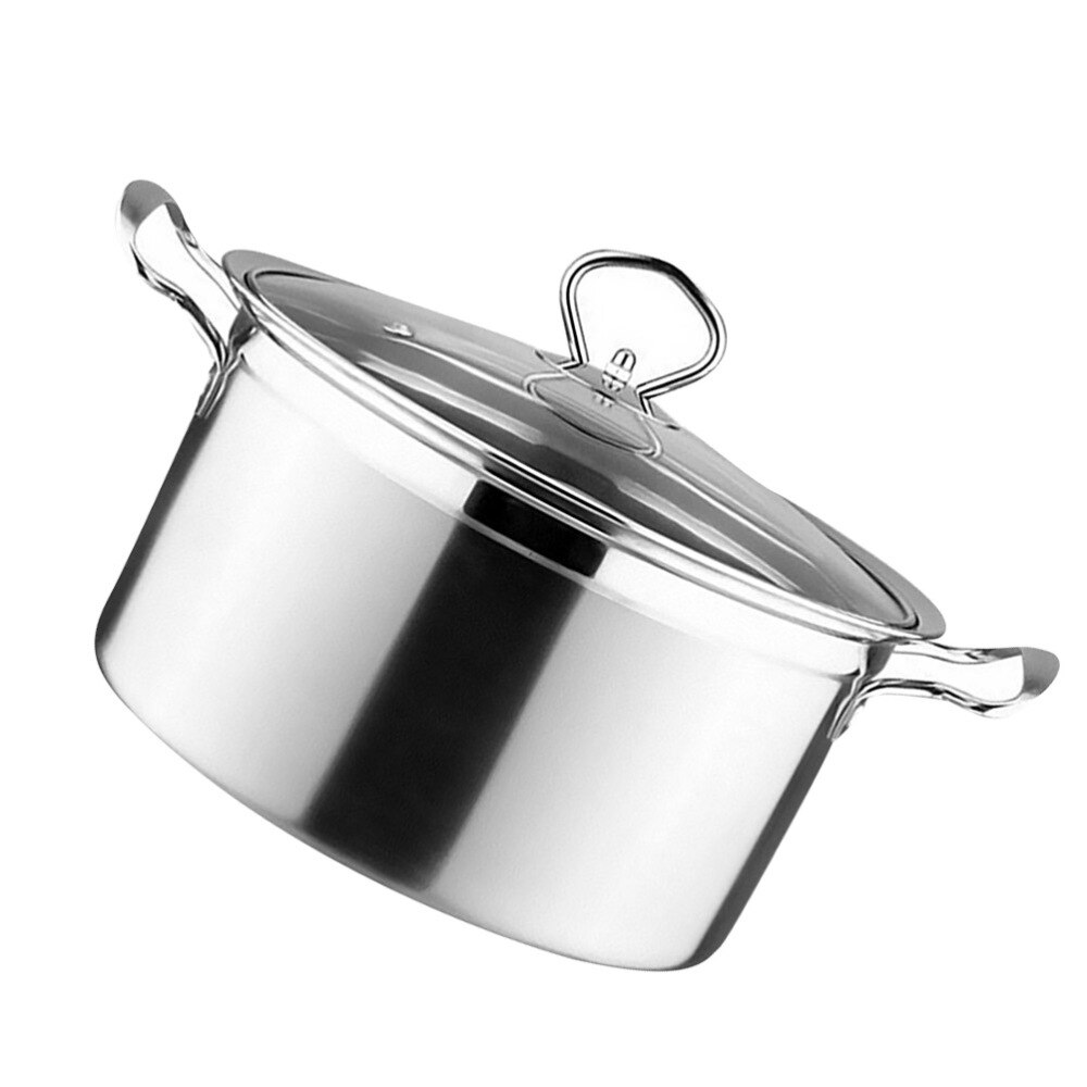 1Pc Induction Cooker Gas Cooker Universal Pot Soup Pot Bottom Stainless Steel Anti - Overflow Anti - Stick Pot(Silver)
