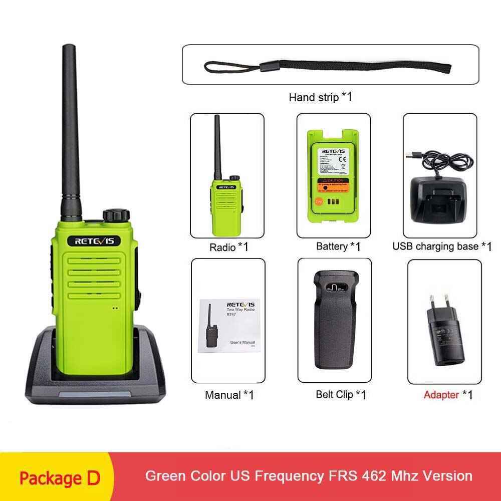 RETEVIS RT647/RT47 Walkie Talkie IP67 Wasserdichte PMR446 FRS Radio Comunicador VOX TOT Zwei-weg Radio Handheld Transceiver: FRS RT47-Package D