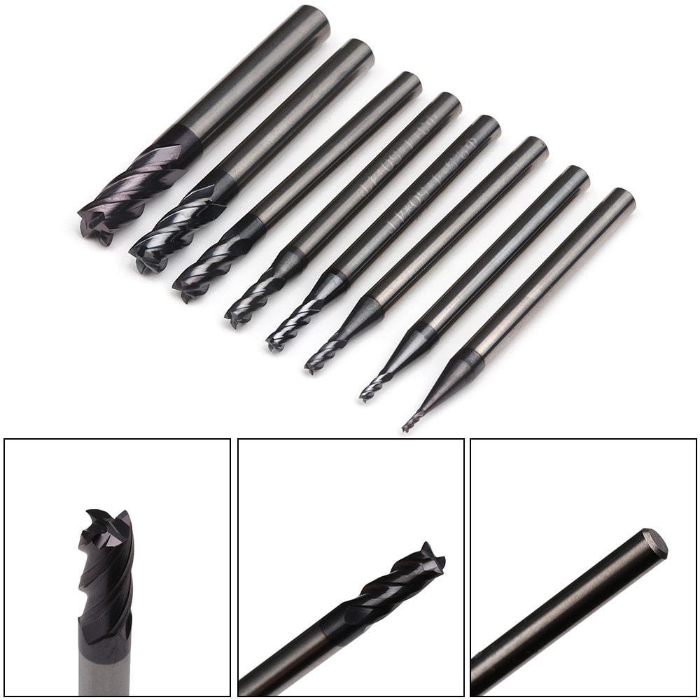Endefres skjæringe 4 rille fres 1 1.5 2 2.5 3 4 5 6mm legert hardmetall wolfram stål fres endefres metall freser
