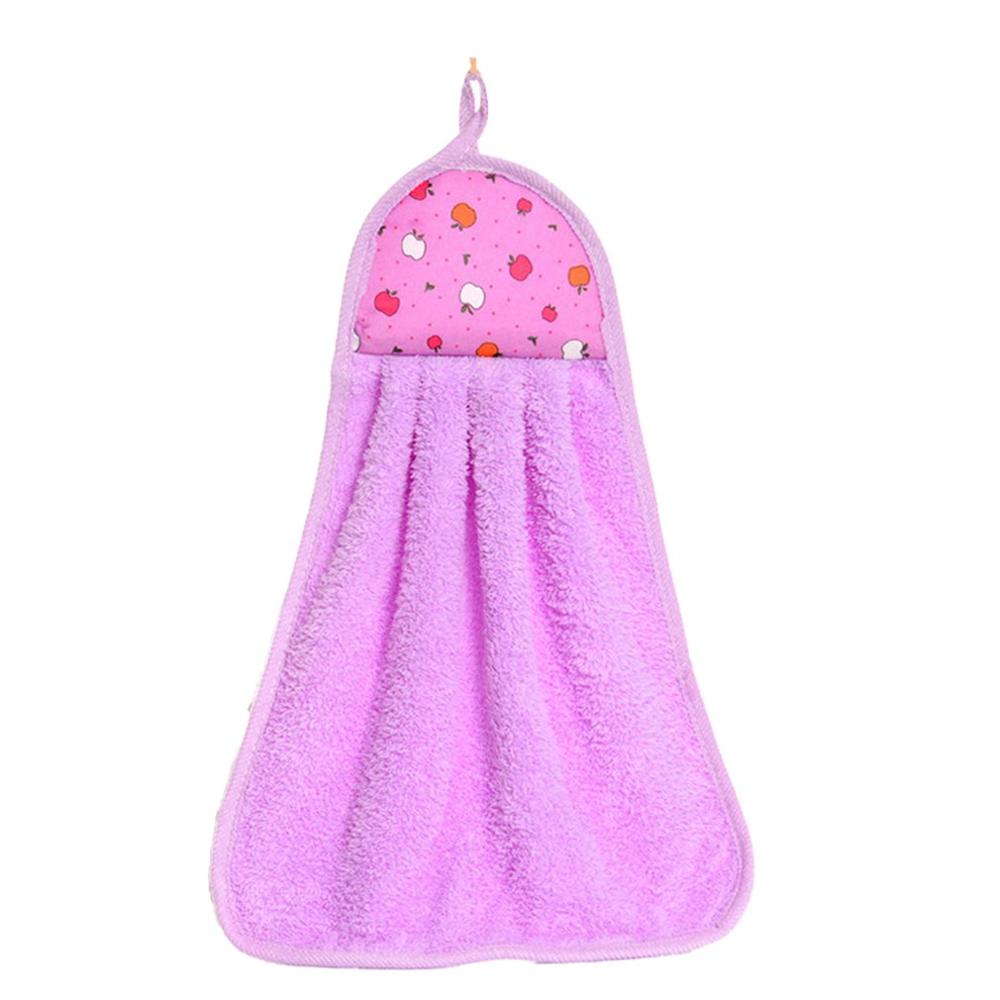 Koraal Fluwelen Handdoek Mode Zachte Opknoping Handdoeken Absorberende Doek Cartoon Patroon Veeg Rag Badkamer Keuken Accessoires: purple