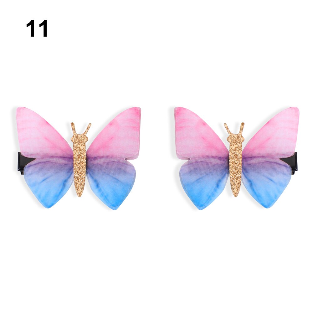 2 pièces belle strass papillon pince à cheveux Double couches Tulle épingle à cheveux accessoires de coiffure outils pour les femmes fille: 11