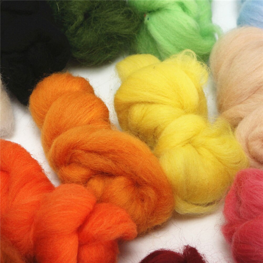 36 Kleuren Wol Roving Fibre Wol Garen Roving Voor Naaldvilten Hand Spinning Diy Naald Vilt Nat Voelde 36 Kleur gemengde Kleur Set