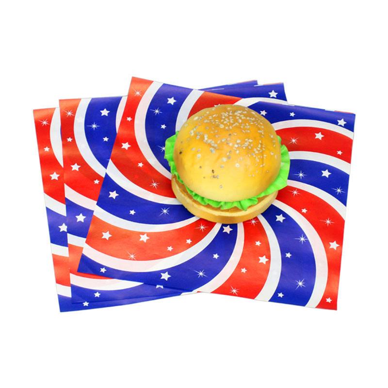 200 Stuks Amerikaanse Stijl Ster Strips Patroon Eenvoudige Olie-Proof Feestartikelen Cupcake Papier Mat Sandwich Papier Pad F