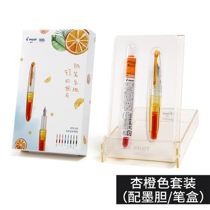 Pilot Vitaliteit Pen Transparante Vulpen SPN-20F Student Draagbare Kleur Mini Pen Vervangbare Inkt Zak: Apricot orange