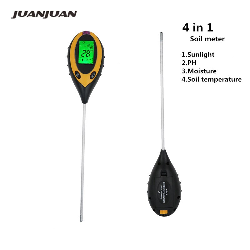 4 in 1 Soil PH Moisture Meter PH Meter Flower Temperature Humidity Sunlight Tester Acidity Hygrometer for Farm Plant Garden: A