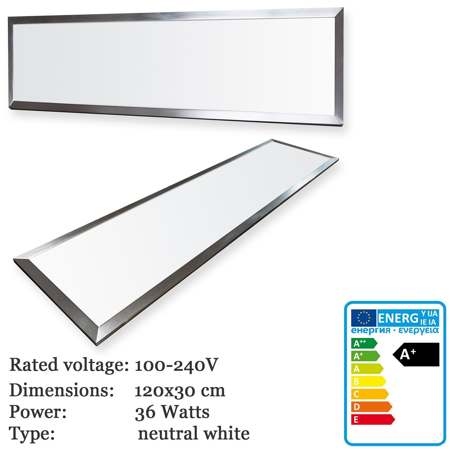 ThorX 120x30 cm Ultraslim LED Panel - 36W, 3000lm led driver 100-240V, cool / warm / neutral white Japan Fast: 120x30 Neutral White