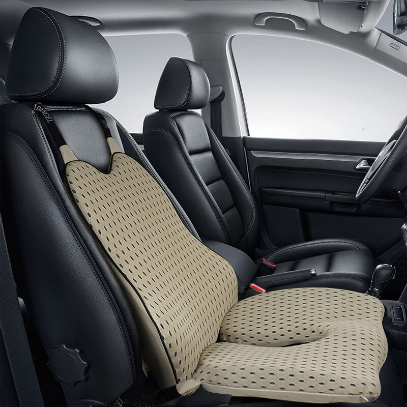 Seat Support Pillow Back Pillow and Hip Pad Relieve Back Tailbone Pain Waist Pressure Long Time Sit with Straps