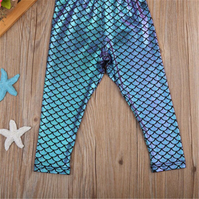 Mærke kid baby piger bukser småbørn havfrue fiske-skala leggings bukser stretchy blyant bukser