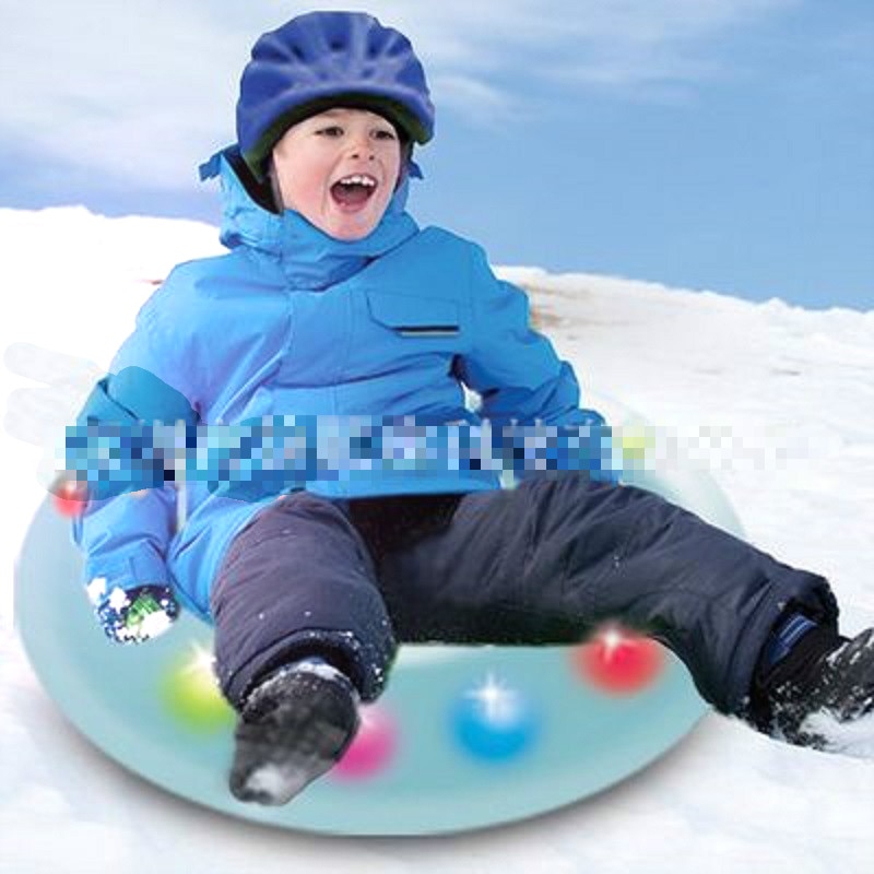 LED Opblaasbare Ski Cirkel Blauw Sneeuw Buis Slee Sneeuw Ring Sleds Skiën Buis Boot Vormige Skiën Sleds Vlot Sport Speelgoed