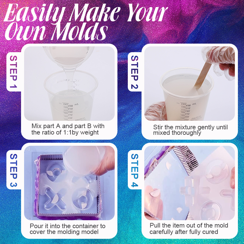 Testkit för tillverkning av silikonformar, snabbhärdande formtillverkning, silikongummi, platinahärdad gjutning, silikon för gjutning av hartsformar