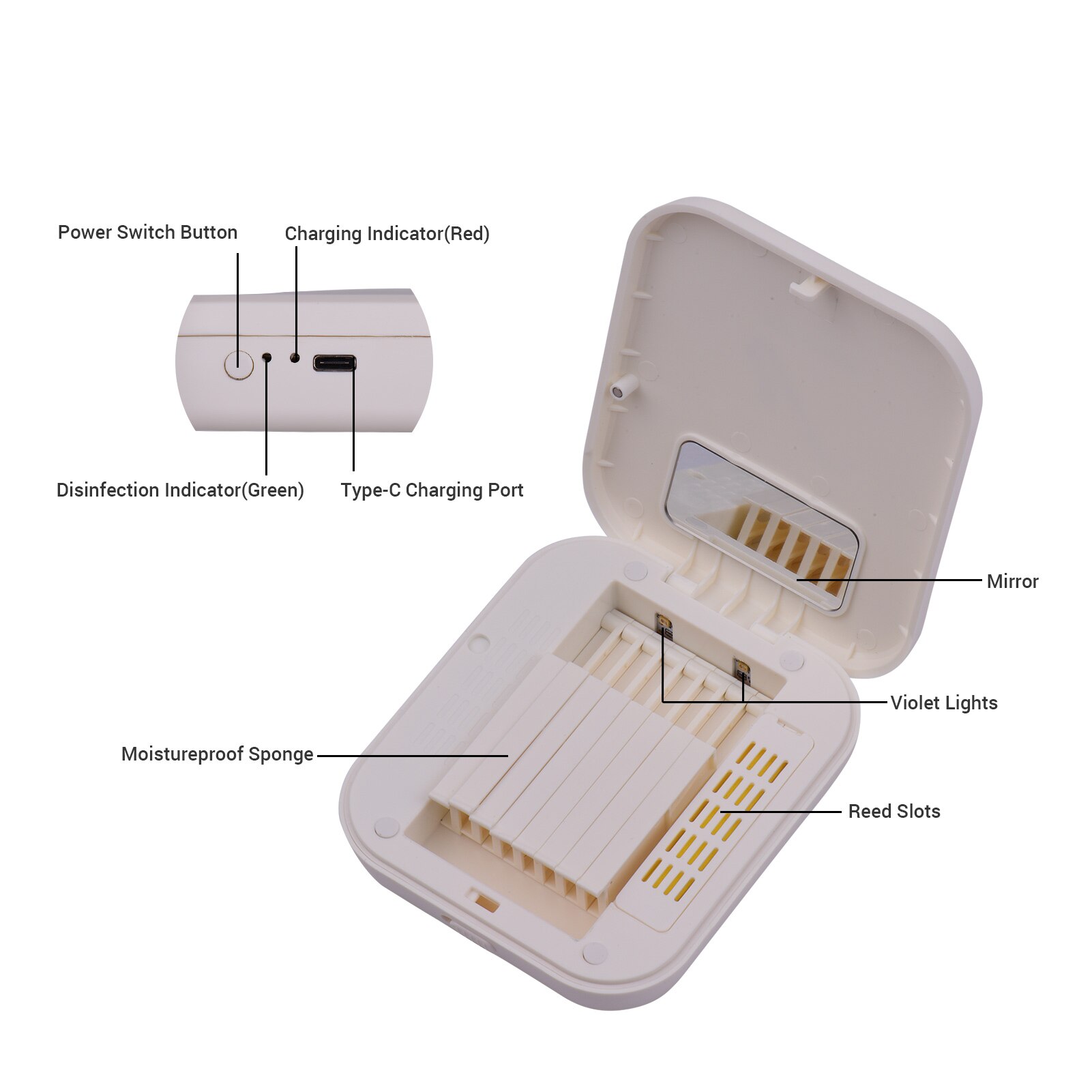 UV Sanitizer Box - UV Light Sterilizer for Saxophone & Clarinet - Reed Holder