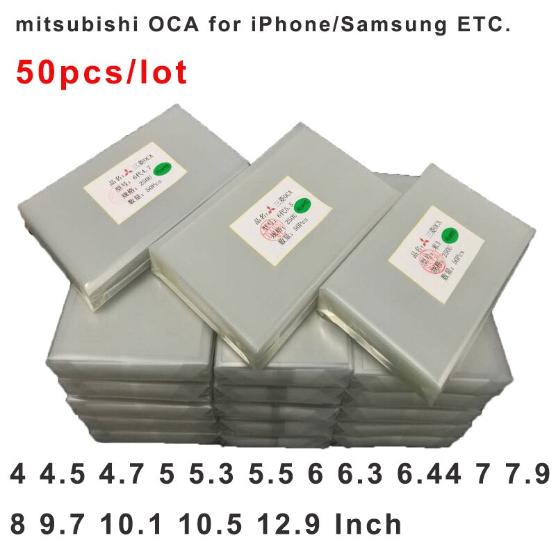 50 sztuk/partia oca dla mitsubishi uniwersalny rozmiar można wyciąć na dowolny telefon OCA optycznie przezroczysty klej naklejki foliowe