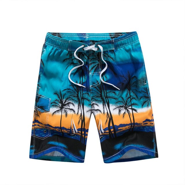 Pantalones cortos de surf de secado rápido para hombre, pantalón corto informal con estampado de coco, para playa, Europa, novedad: Azul / M