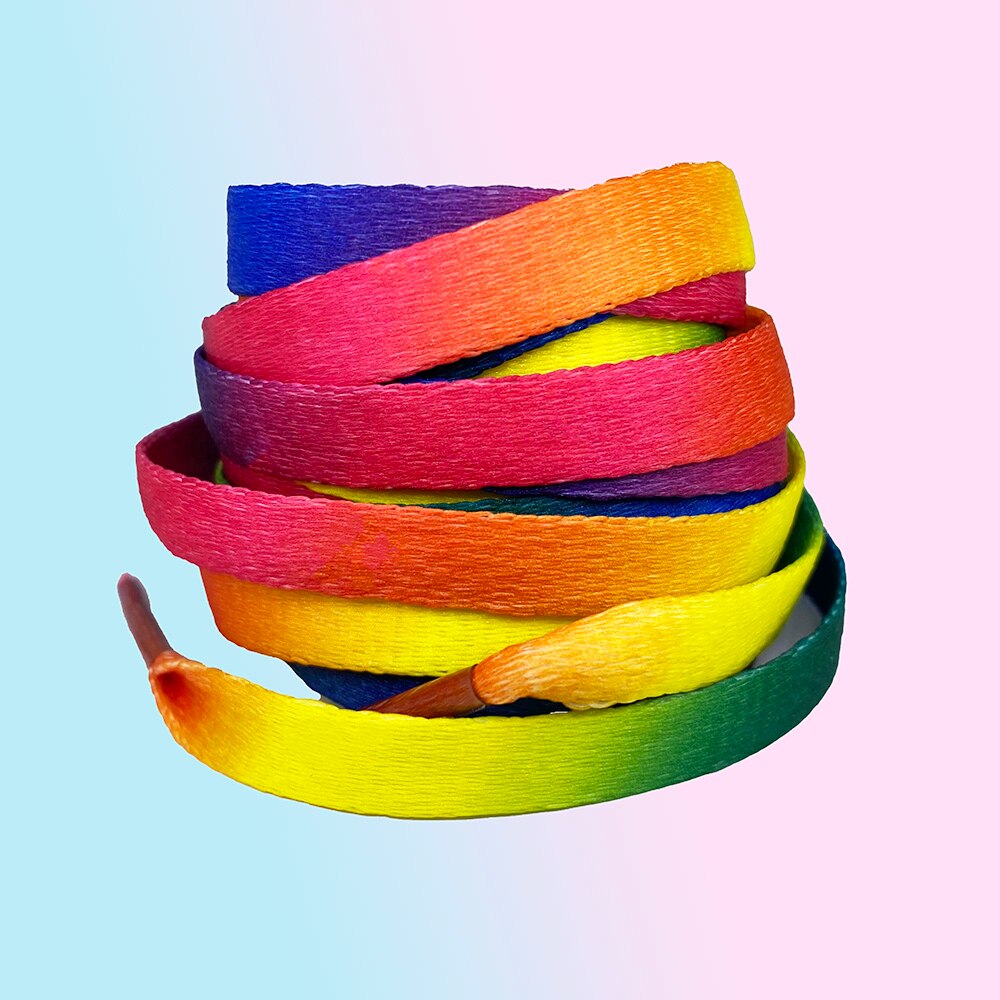 Bunte Schnürsenkel 120CM Breite Spitze Regenbogen Gradienten Druck Flache Leinwand Schuh Spitze Schuhe lässig Chromatische Farbe Schnürsenkel Für Turnschuhe: dünn Regenbogen