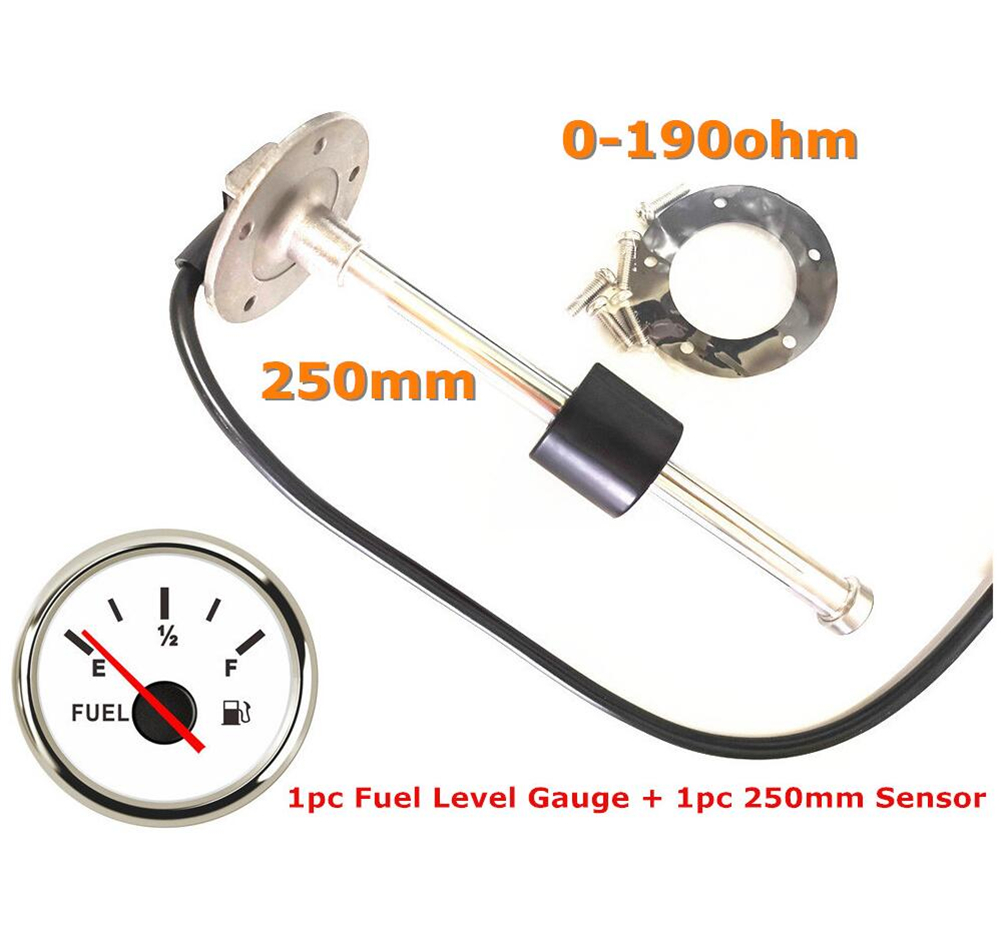 1Set Car 0-190ohm Point Fuel Level Gauges 52mm 100 150 200 250 300 350 450mm Fuel Level Sensors Sending Unit for Auto Boat Truck: WS 250mm