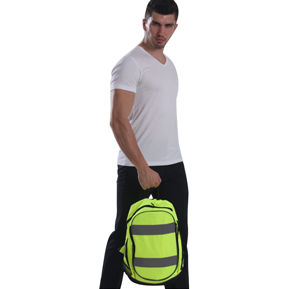 Fluorescent Green Cycling Backpack Night Reflective Luminous Riding Resistant Safety Backpack Unisex Outdoor Sports Bag