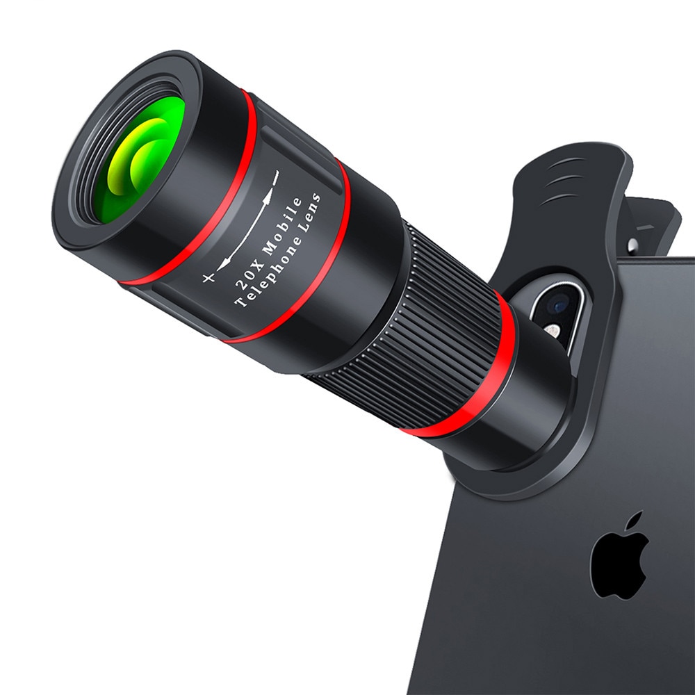 20x zoom teleobjektiv 4k hd monokulärt teleskop telefon kameralins för iphone 11 xs max xr  x 8 7 plus smartphone linser