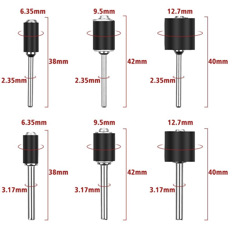 307 pièces tambour ponceuse ensemble ponçage tambour Kit 300 pièces bande de ponçage manches (80 #/120 #/240 #) + 6 pièces tambour mandrins pour Dremel