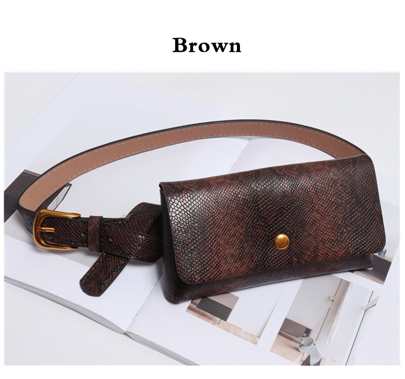 Damen-bauchtasche mit schlangenmuster, gürteltasche aus pu-leder, damen-bauchtasche aus schlangenleder, handytasche, bauchtasche  b20: Braune bauchtasche