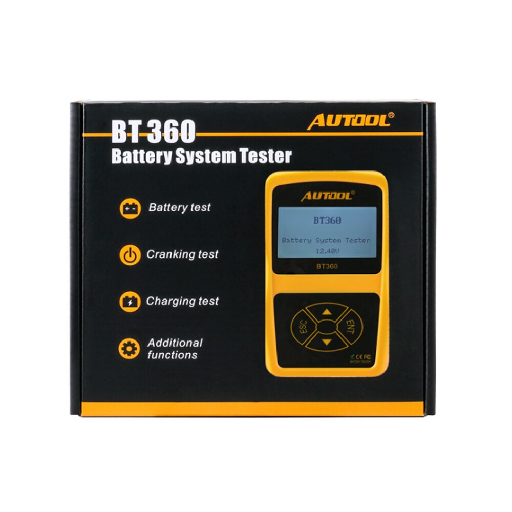 Autool BT360 12V Auto Batterij Tester Diagnostic Tester BT360 Automotive Tester Analyzer Voertuig Zwengelen Opladen Scanner Tool