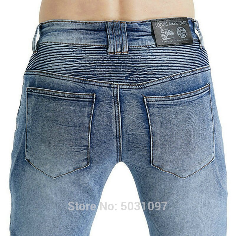 Loong biker motorcykel ridebukser beskyttende jeans ridder casual bukser høj fleksibilitet slim jeans
