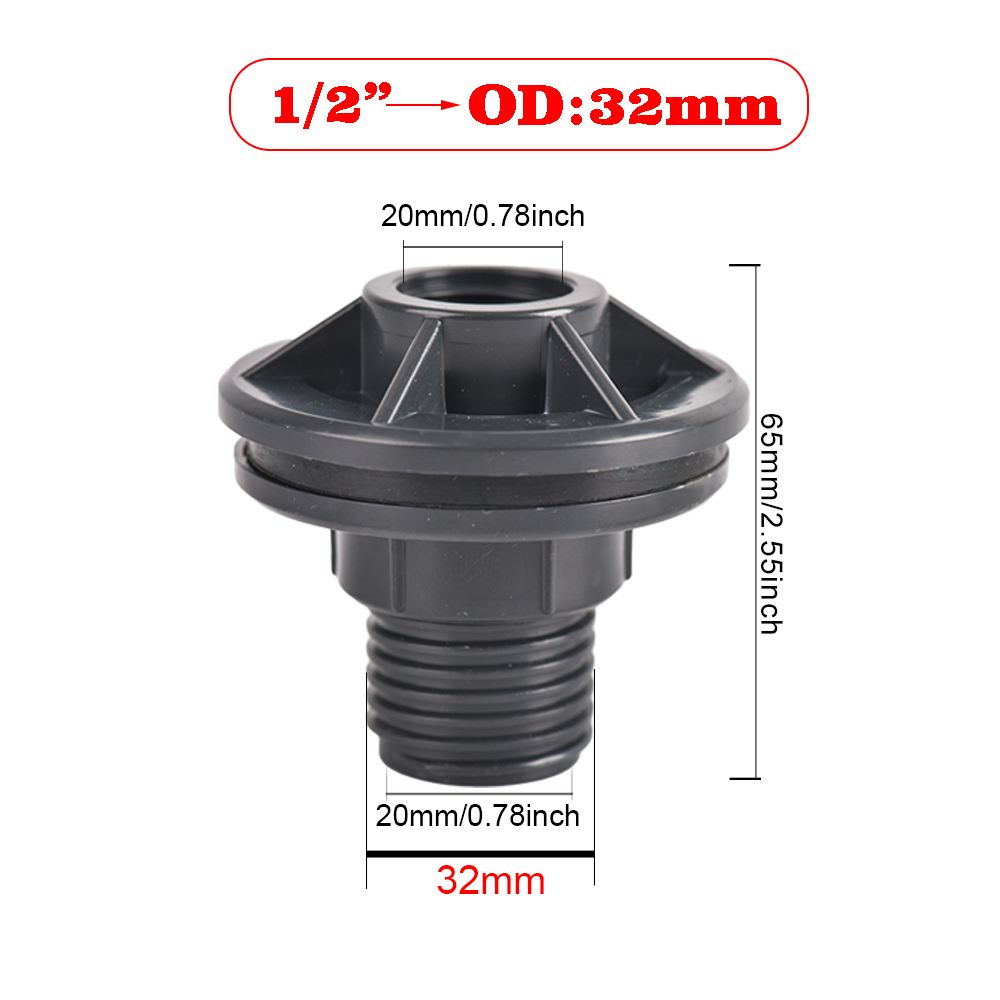 1/2 3/4 Zoll PVC Zapfen Regenfass Wasserhahn Ventil Bausatz mit Schottverschraubung und Schlauchadapter, für Aquarien, Wassertanks, Schwimmbecken: Weiß