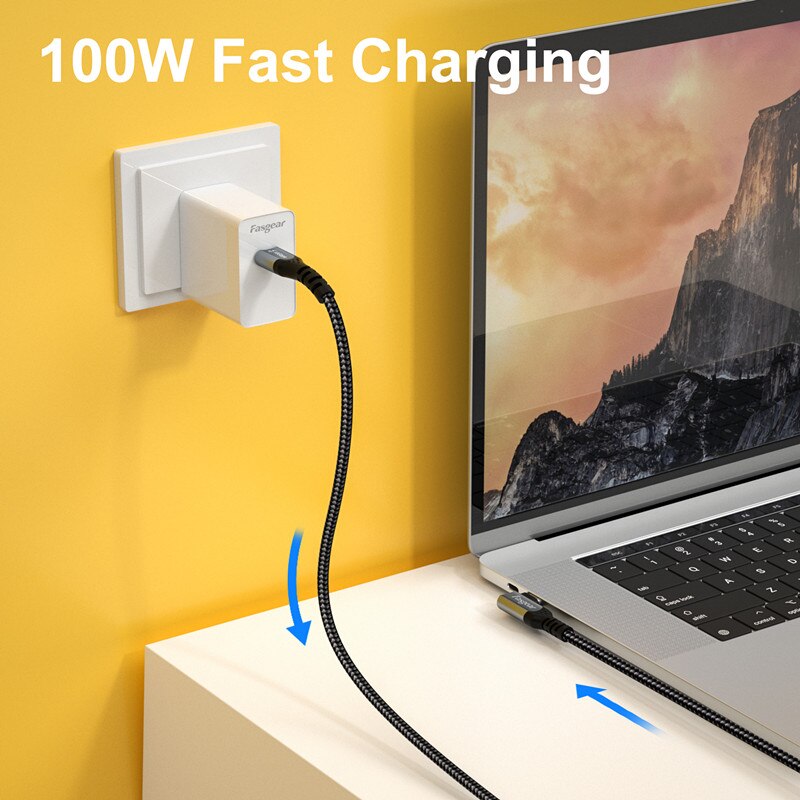 Fasgear PD 100W USB typ C na USB C kabel robić Samsung galaktyka S9 Xiaomi Huawei P40 szybka ładowarka kabel robić Macbook laptop USB przewód