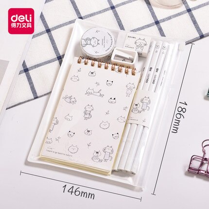Student Stationery Set Primary High School Cute Cartoon Children's Notebook Pen Tape Eraser Pencil Sharpener: 68884A