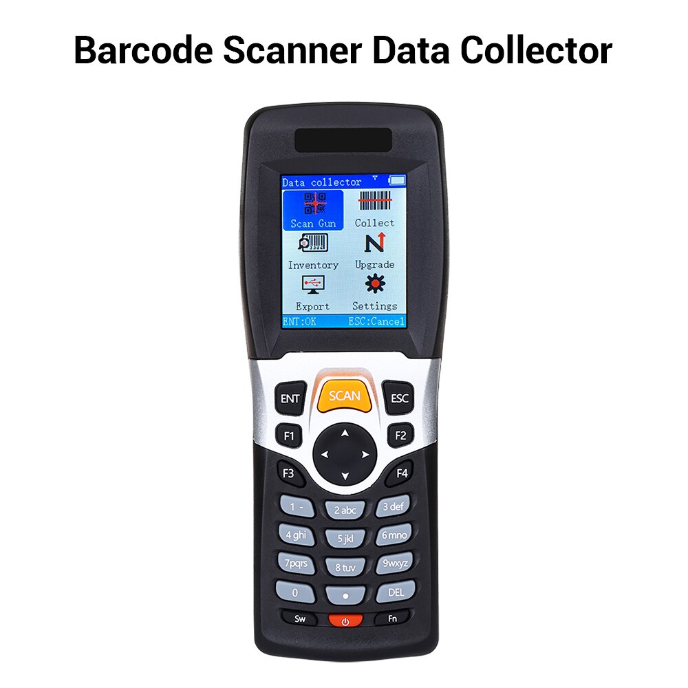 1D Wireless Barcode Scanner Collector Portable Data Terminal Inventory Device USB Barcode Scanner PDT LCD Screen Scanning