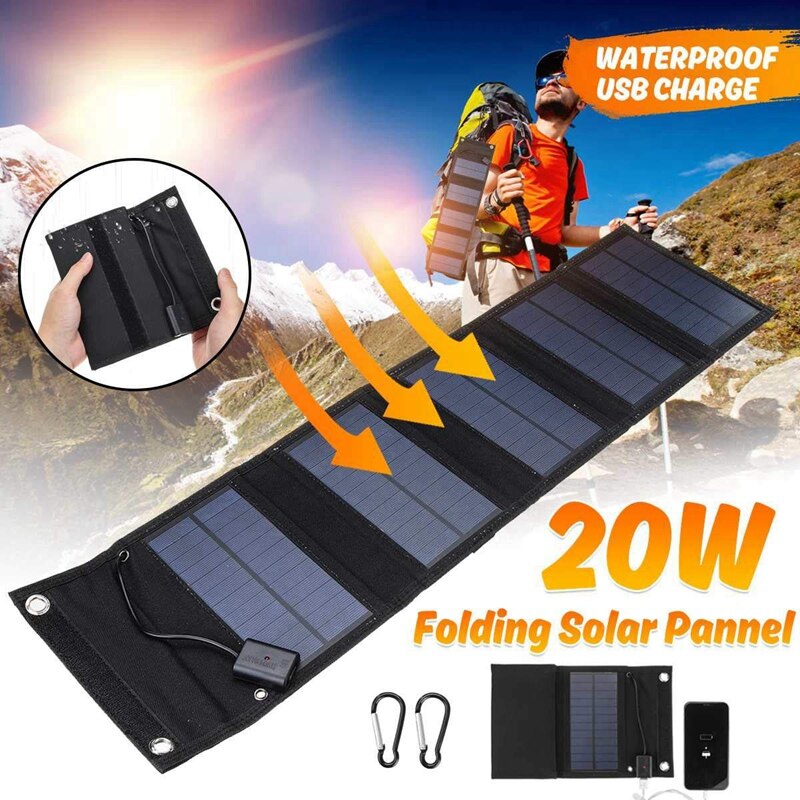 20W USB Port Solar Panels Portable Folding Waterproof Solar Panel Charger Power Bank for Phone Battery Charger