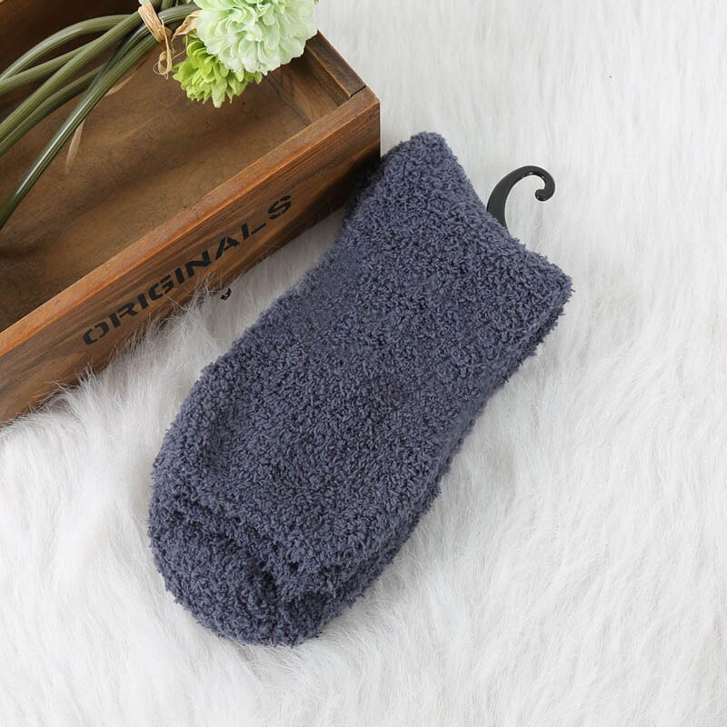 Man mysig kashmir vinter herr tjocka strumpor vinter varmt golv fluffiga strumpor ull chaussette homme enfärgad herr strumpor calcetines: Fleece mörkgrå