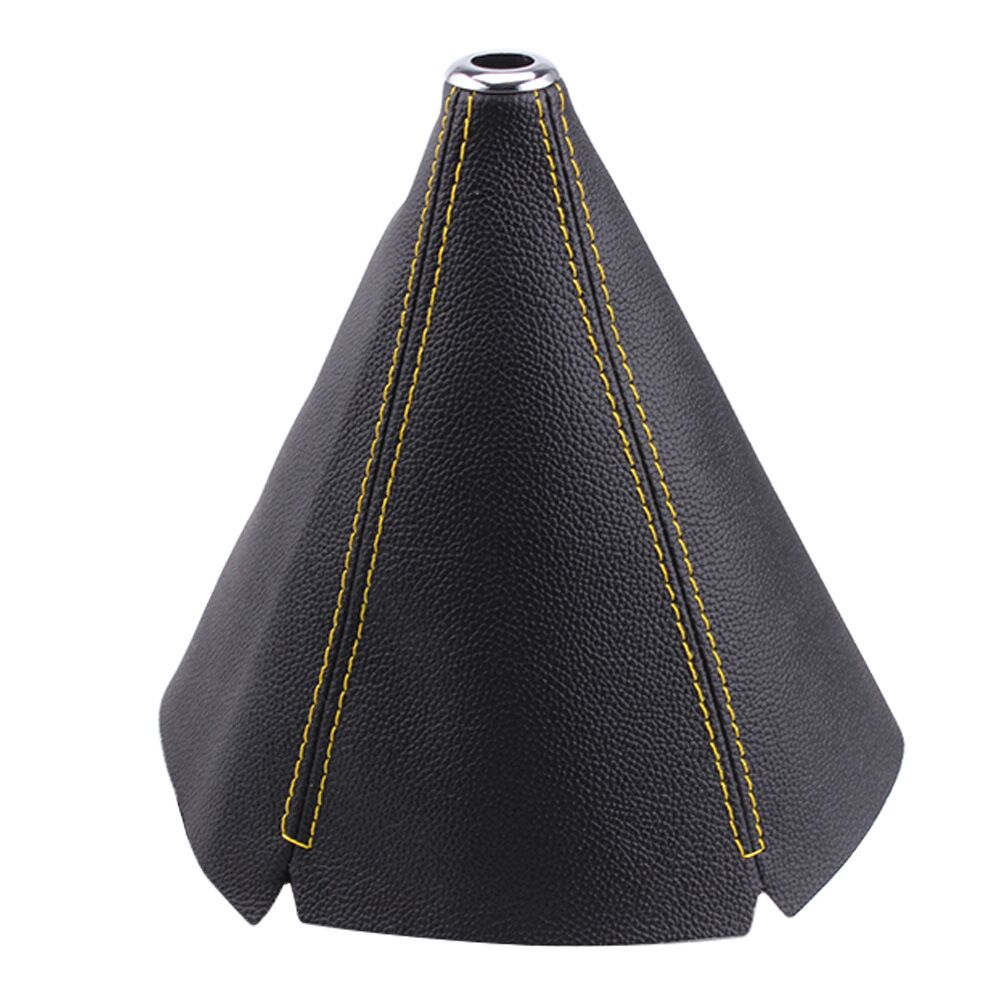 16mm Universal PU Leather Car Gear Shift Collars Carbon Fiber Auto Car Manual Stick Shifter Knob Gear Shift Boot Cover Gaiter: Yellow