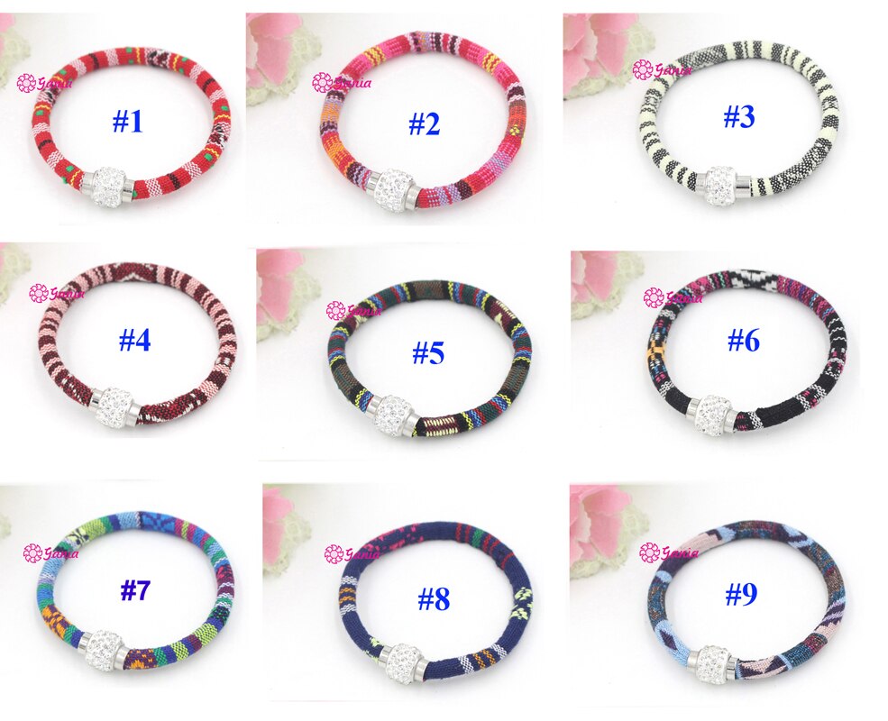 9 Kleuren Crystal Magnectic Dichter Bangle Armband Etnische Mexicaanse Stijl Katoenen Touw Boho Armbanden Voor Vrouwen Bijoux Pulsera