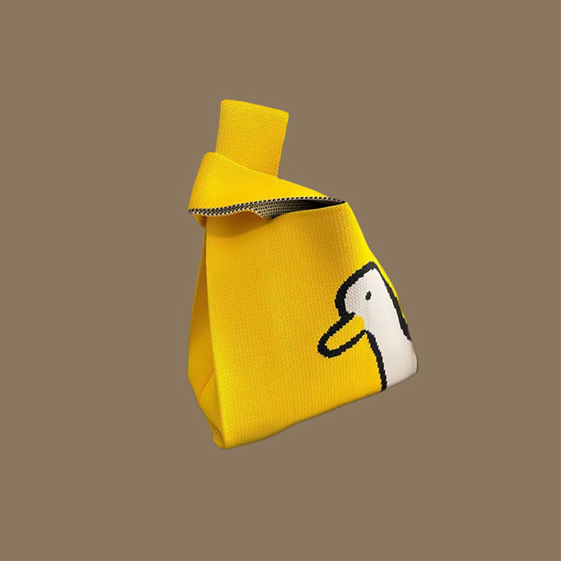 Mini bolso de muñeca con nudo para mujer, bolsos de mano de punto hechos a mano, bolso de mano informal coreano, bolsos de compras reutilizables