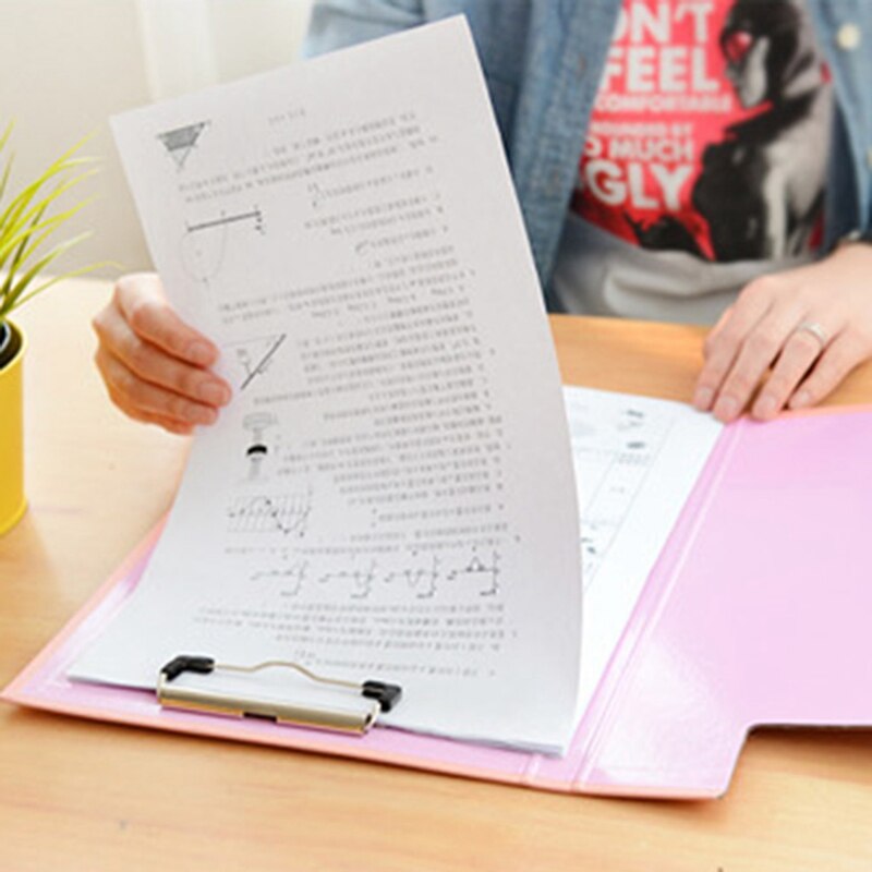 Lovely Cartoon Solid Color A4 Flip Clip Student Paper Clipboard Folder Pad Writing Clipboard Stationery School Office Supplies