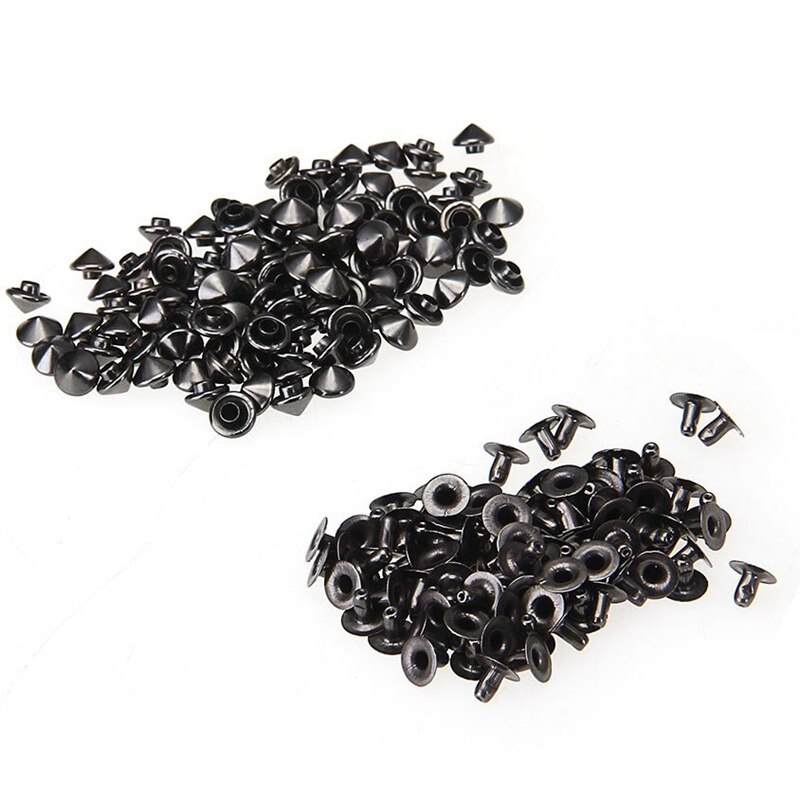 100 Iron Black Conical Rivet Screw Studs 6mm for Jewelry