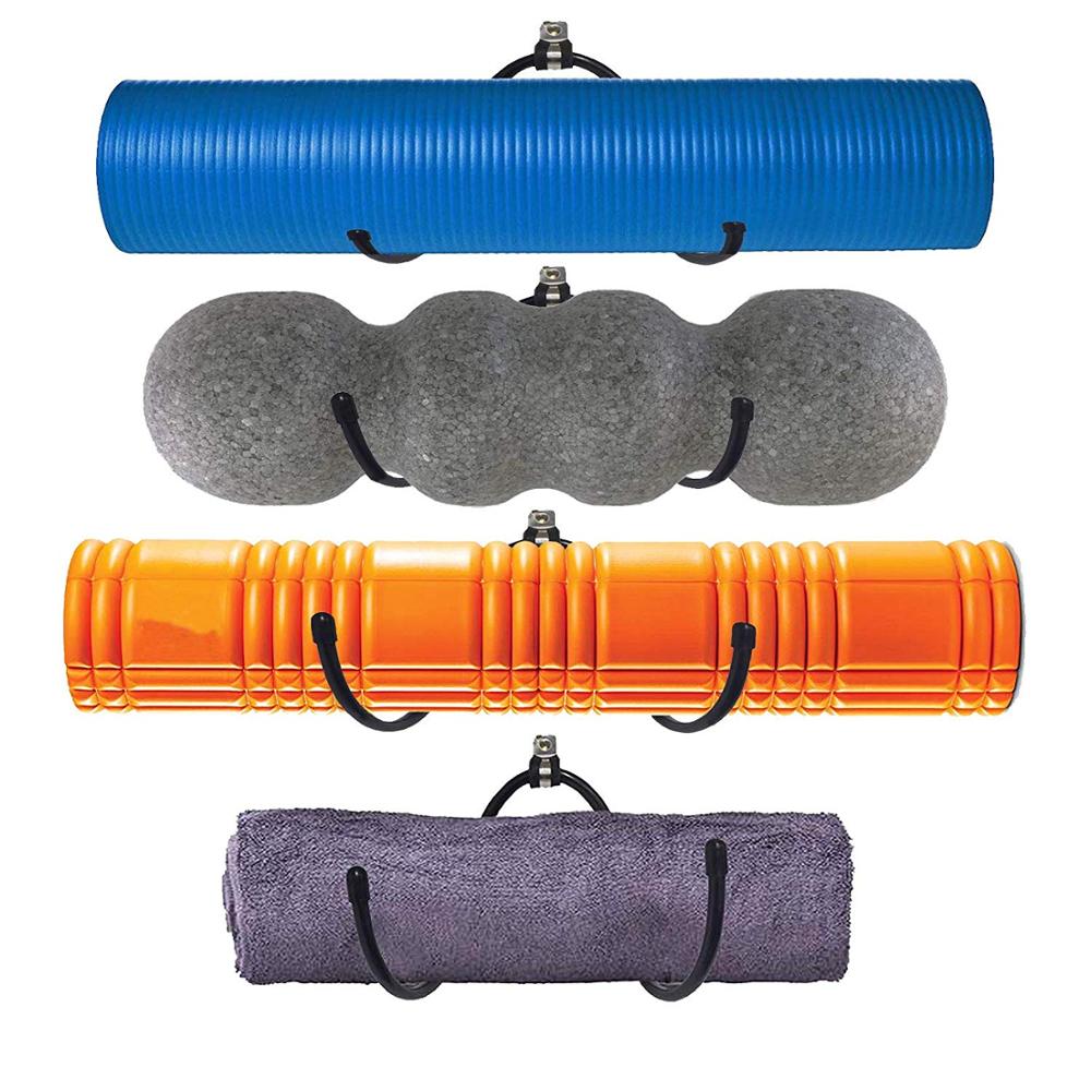 Metal Adjustable Wall Rack, Multi-Purpose Shelf for Foam Roller Racks Yoga Mat Storage Exercise Mat Organizer Bath Towels Holder