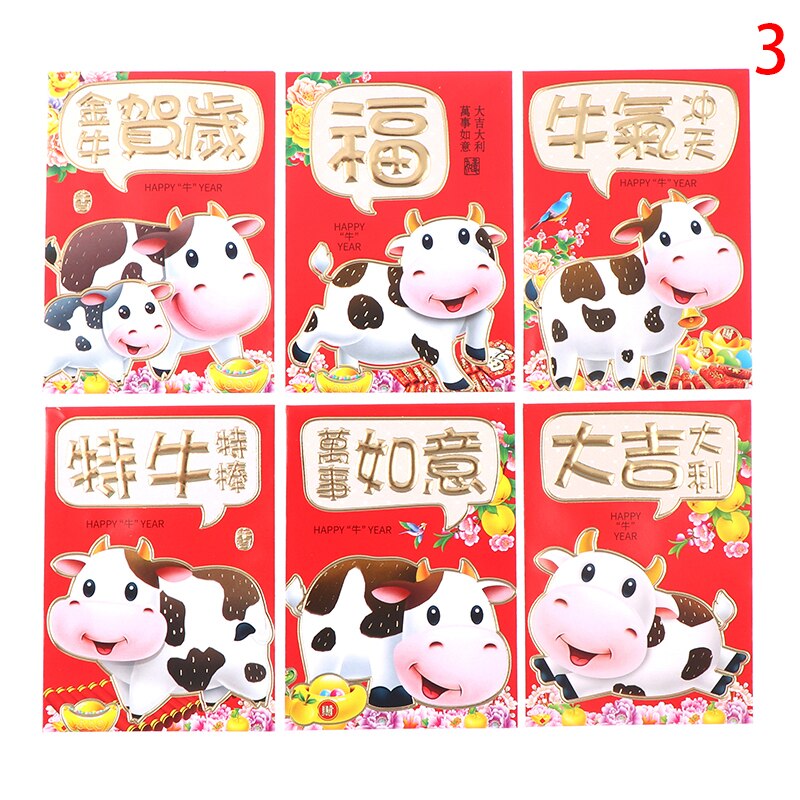 6 Stuks Chinese Rode Envelop Creatieve Hongbao Jaar Lente Festival Verjaardag Trouwen Rode Envelop: N3