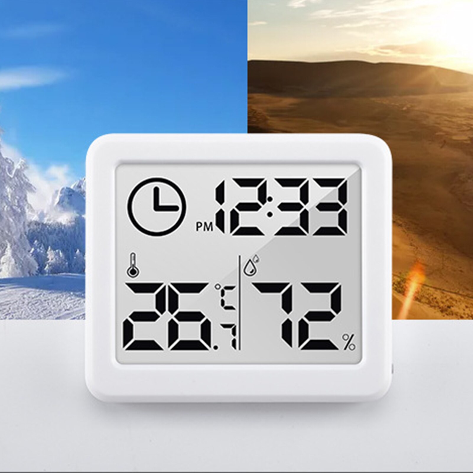 Digital Hygrometer Electronic Time Temperature Humidity Meters Gauge LCD Display Backlight Indoor Thermometer Hygrometer