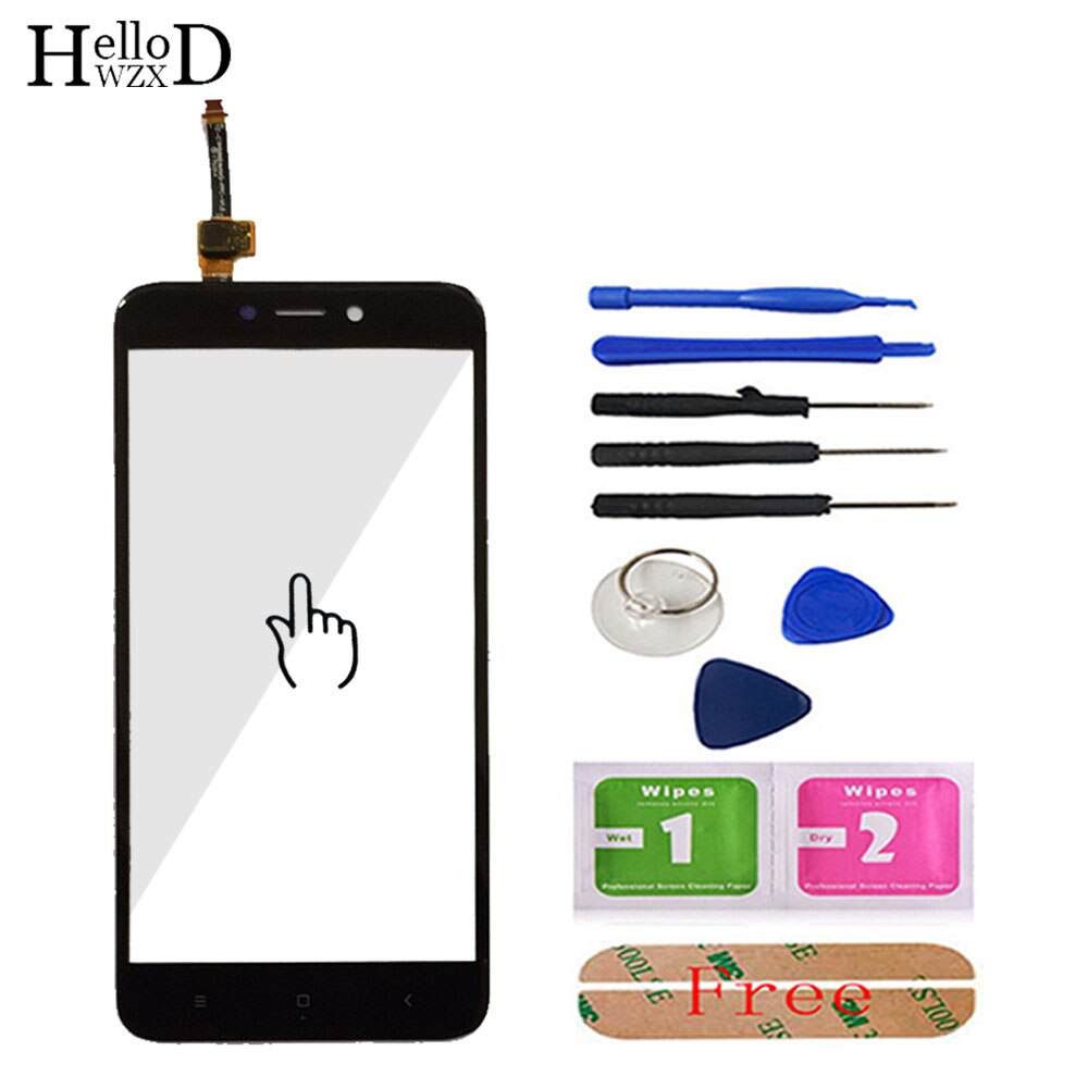 5.0'' Mobile Touch Screen For Xiaomi Redmi 4X Front Touch Glass Screen Glass Digitizer Panel Lens Sensor Tools Free Adhesive