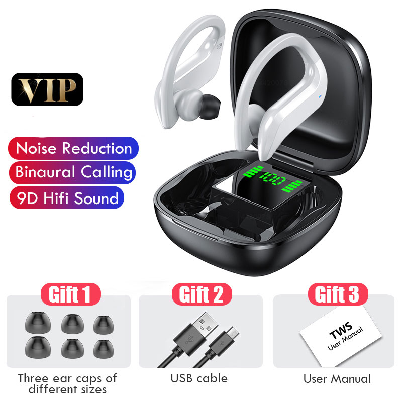 Wireless Bluetooth Earphone Sports Waterproof Wireless Headphone Touch Control Headphones TWS Earbuds Headsets With Microphone: White