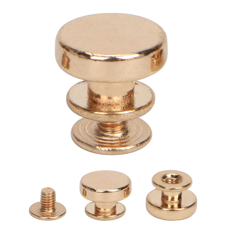 Screw Post Soild Brass Button Studs,Leather Craft Belt Screwback Screw Nail Rivets DIY Suitable for Arts and Clothers Making