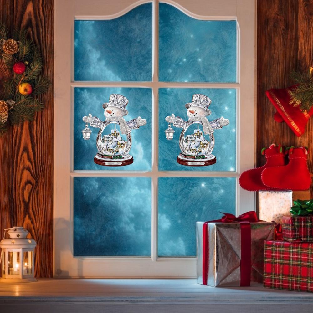 Christmas Tree Rotating Sculpture Train Decorations Sticker Window Paste Christmas Decorations Home Wall Sticker