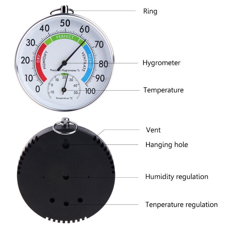 Muur Opknoping Temperatuur-vochtigheidsmeter Analoge Indicator Indoor Outdoor Thermometer Hygrometer