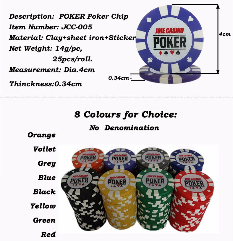 25 st pokermarker inga valörer 8 färger för val 14g i lerplåt järn stciker pokerspel texas hold'em