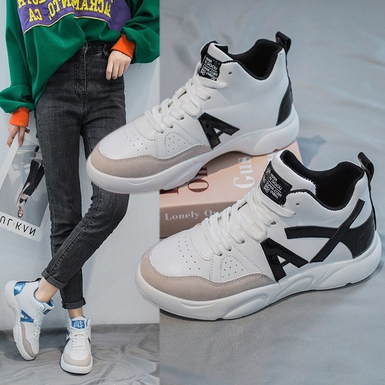 Stijl dames wandelschoenen fleece geïsoleerde witte hardloopschoenen dames sneakers hoge top warme damesschoenen