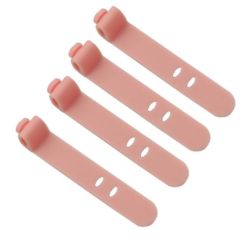4Pcs Silicone Cable Winder Earphone Cable Desktop Data Line Wire Cord Organizer Wire Winder Cable Organizer Holder Cable Winder: Pink