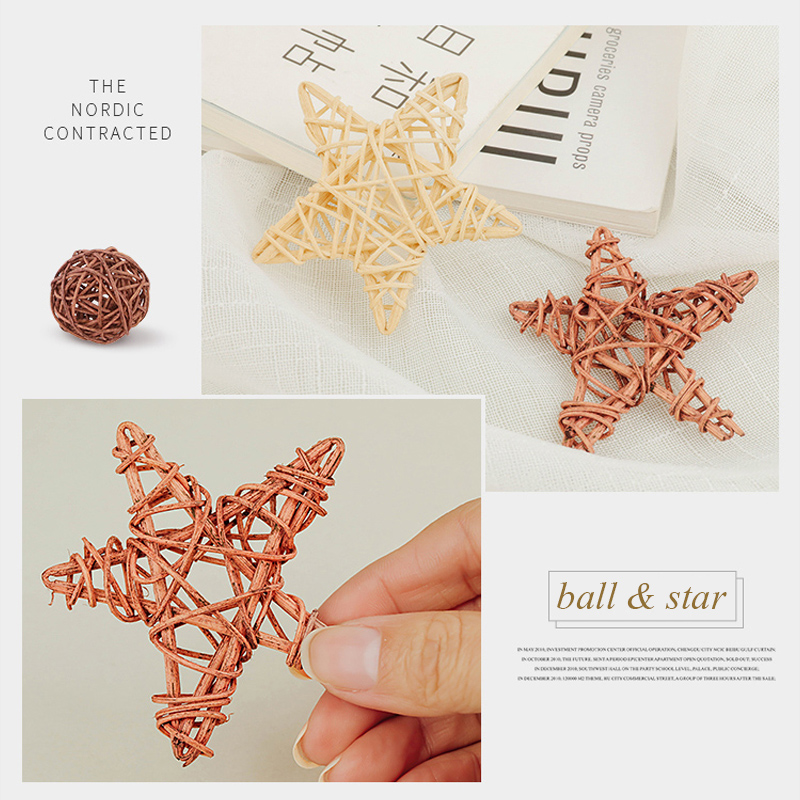 9 unids/set bolas de mimbre Natural estrella ins accesorios de fotografía accesorios de fondo para decoración del hogar de estudio fotográfico