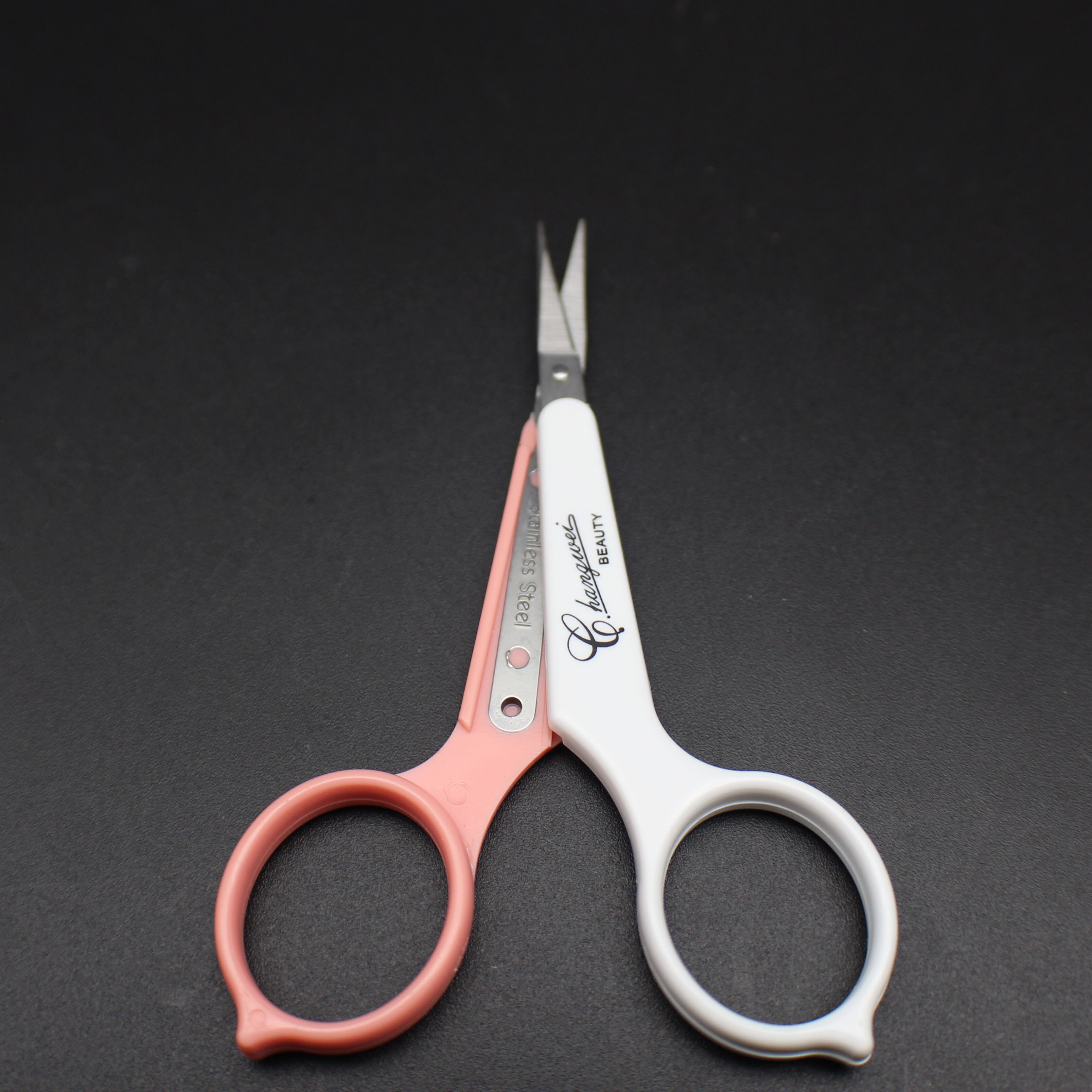 1pcs eyebrow eyelash scissors straight safety stainless steel scissors eyelash extension tool: Pink